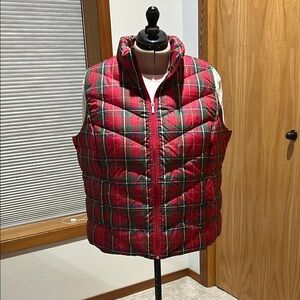 Lands' End Plaid Puffer Vest